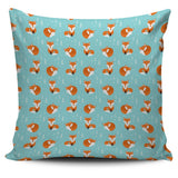 Fox Pattern Blue B Ackground Pillow Cover