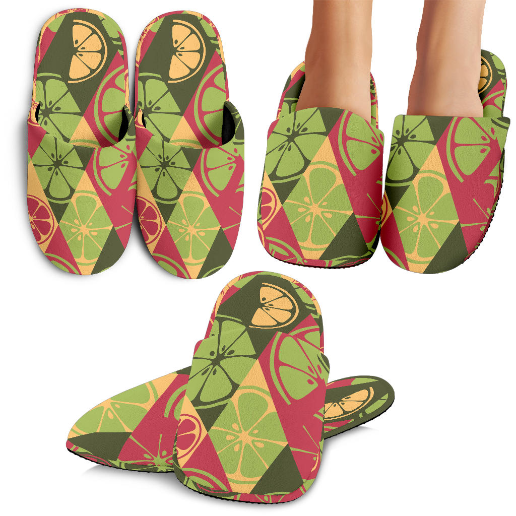 Cool Geometric Lime Pattern Slippers