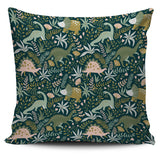 Dinosaurs Tropical Leaves Flower Pattern Pillow Cover