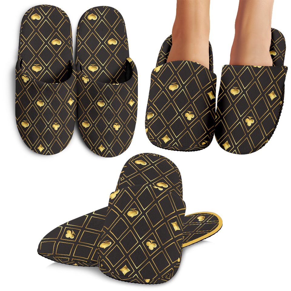 Casino Cards Suits Pattern Print Design 01 Slippers