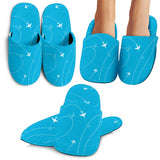 Airplane Destinations Blue Background Slippers