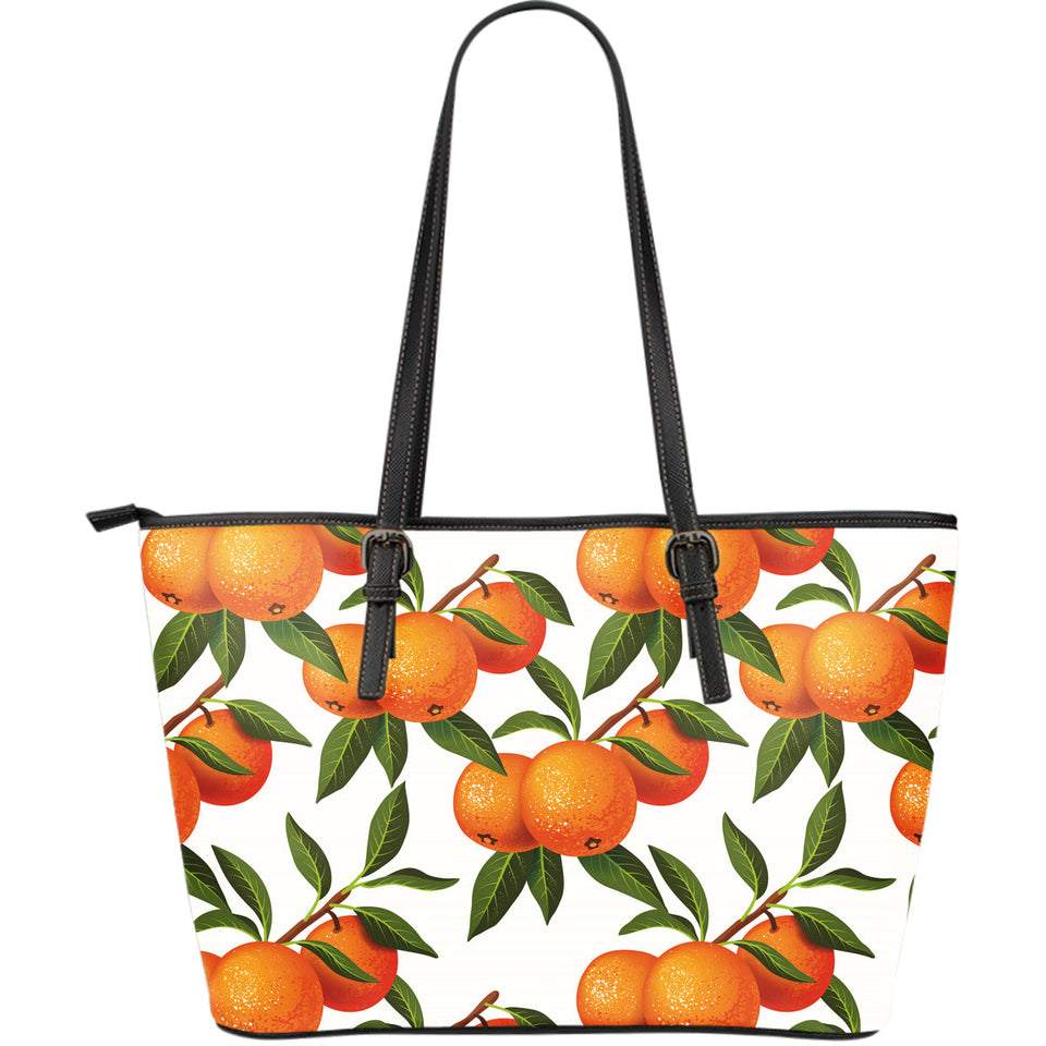 Oranges Pattern Background Large Leather Tote Bag