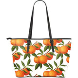 Oranges Pattern Background Large Leather Tote Bag