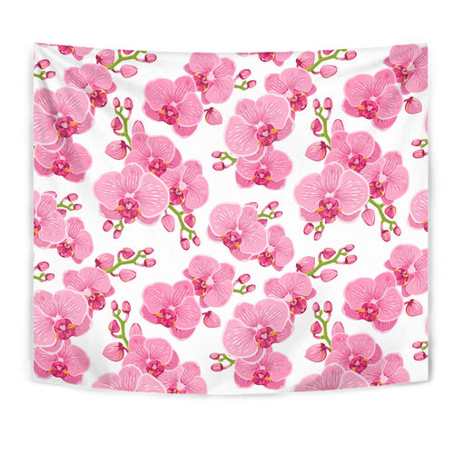 Pink Purple Orchid Pattern Background Wall Tapestry