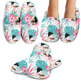 Toucan Tropical Flower Leave Pattern Slippers