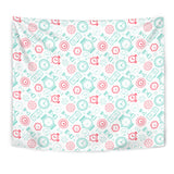 Clock Time Pattern Blackground Wall Tapestry