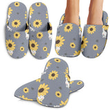 Cute Hamster Sunflower Pattern Background Slippers