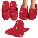 Christmas Tree Star Snow Red Background Slippers