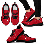 Christmas Tree Star Snow Red Background Women'S Sneaker Shoes