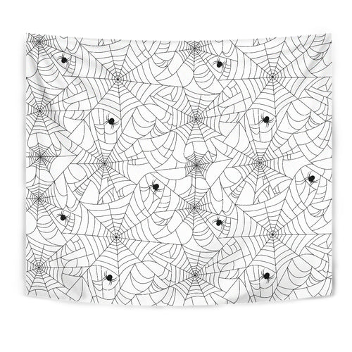 Spider Web Cobweb Pattern White Background Wall Tapestry