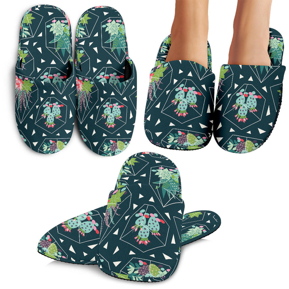 Cactus Glass Terrarium Pattern Slippers