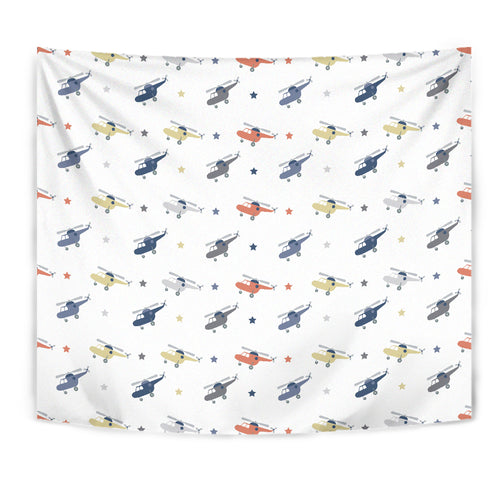 Cute Helicopter Star Pattern Wall Tapestry