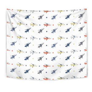 Cute Helicopter Star Pattern Wall Tapestry