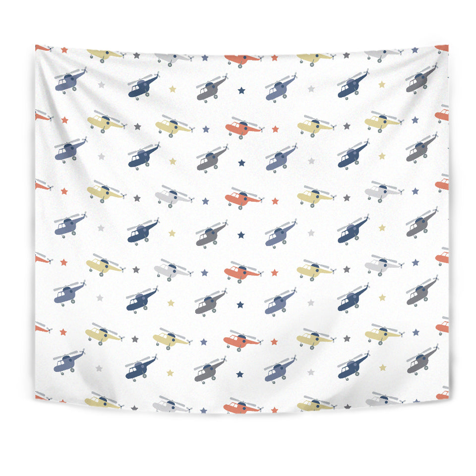 Cute Helicopter Star Pattern Wall Tapestry
