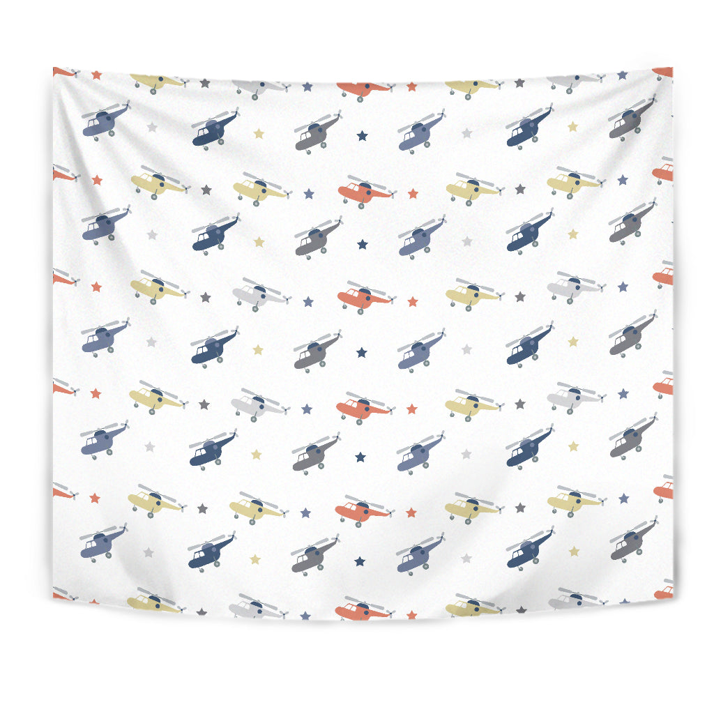 Cute Helicopter Star Pattern Wall Tapestry