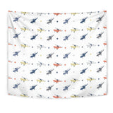 Cute Helicopter Star Pattern Wall Tapestry