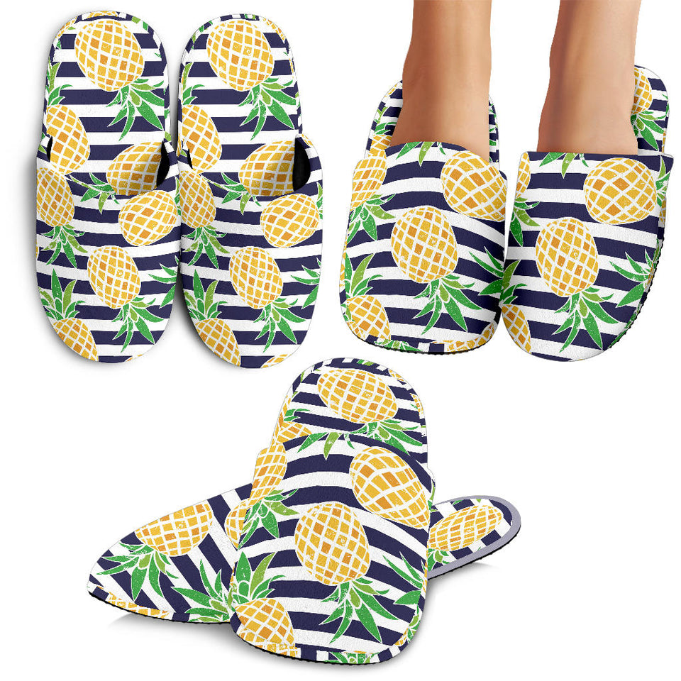 Pineapples Pattern Striped Background Slippers