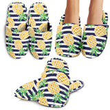 Pineapples Pattern Striped Background Slippers