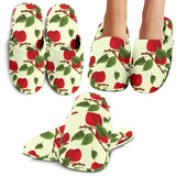 Red Apples Leaves Pattern Slippers