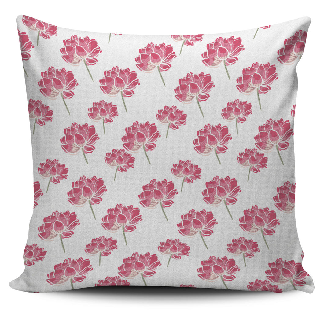 Pink Lotus Waterlily Pattern Pillow Cover