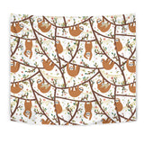 Sloths Hanging On The Tree Pattern Wall Tapestry