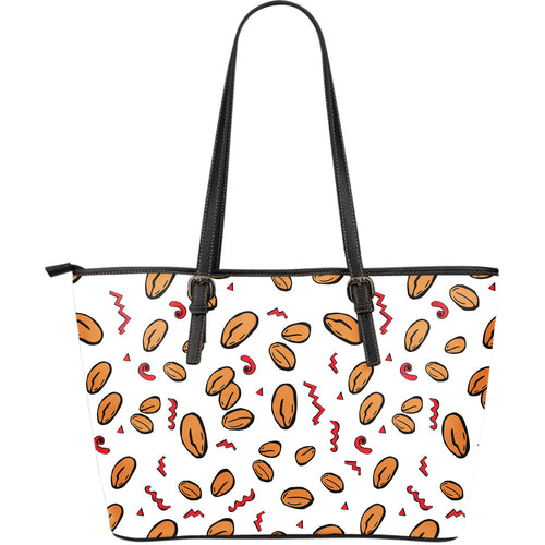 Peanuts Pattern Background Large Leather Tote Bag