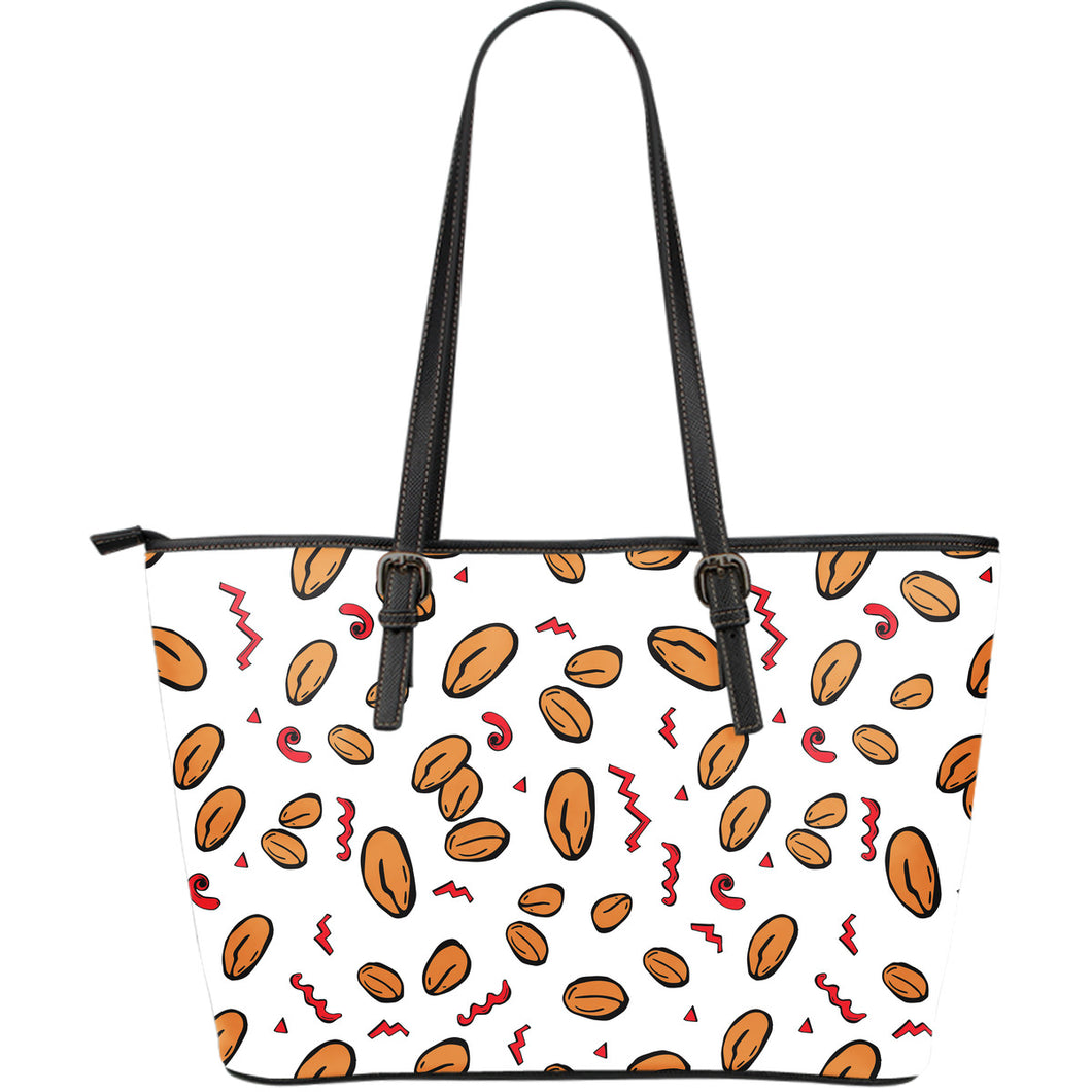 Peanuts Pattern Background Large Leather Tote Bag