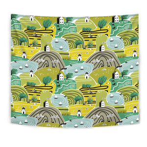 Hand Drawn Windmill Pattern Wall Tapestry