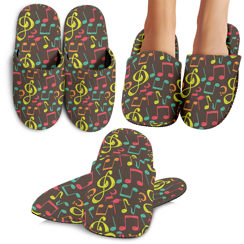 Music Notes Pattern Print Design 05 Slippers