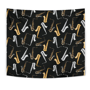 Saxophone Design Pattern Wall Tapestry