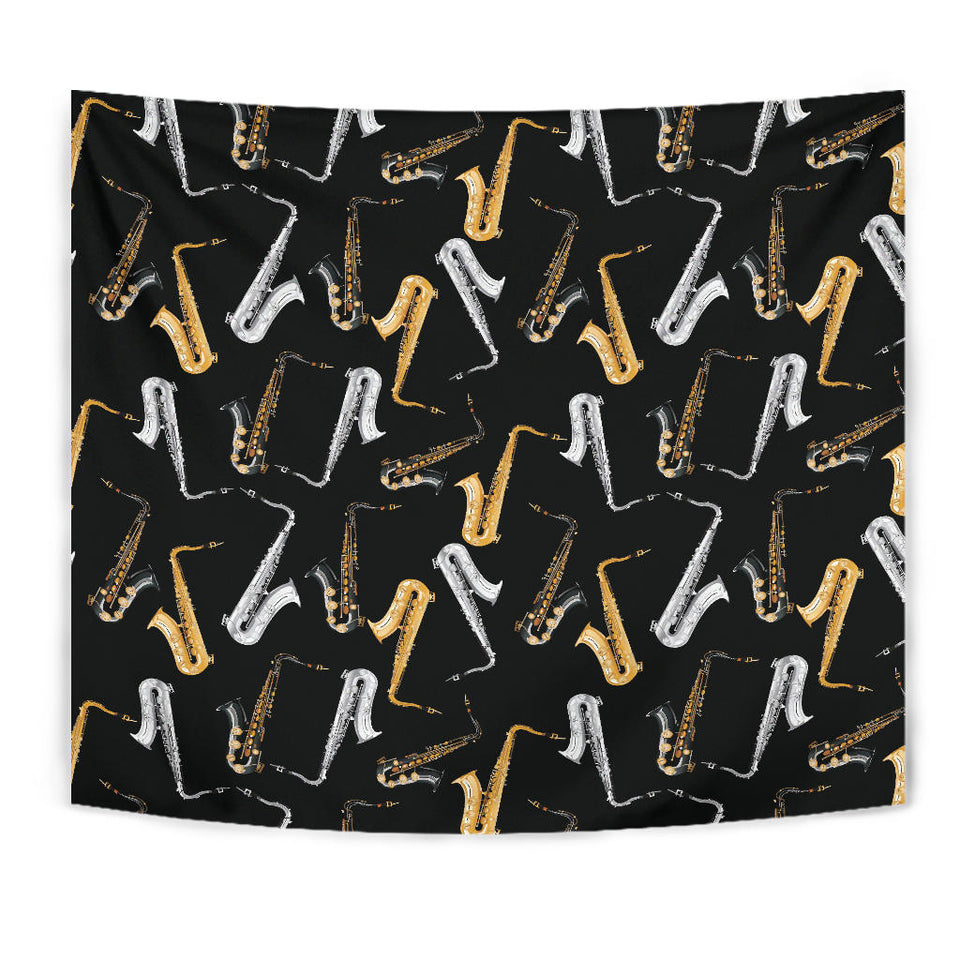 Saxophone Design Pattern Wall Tapestry