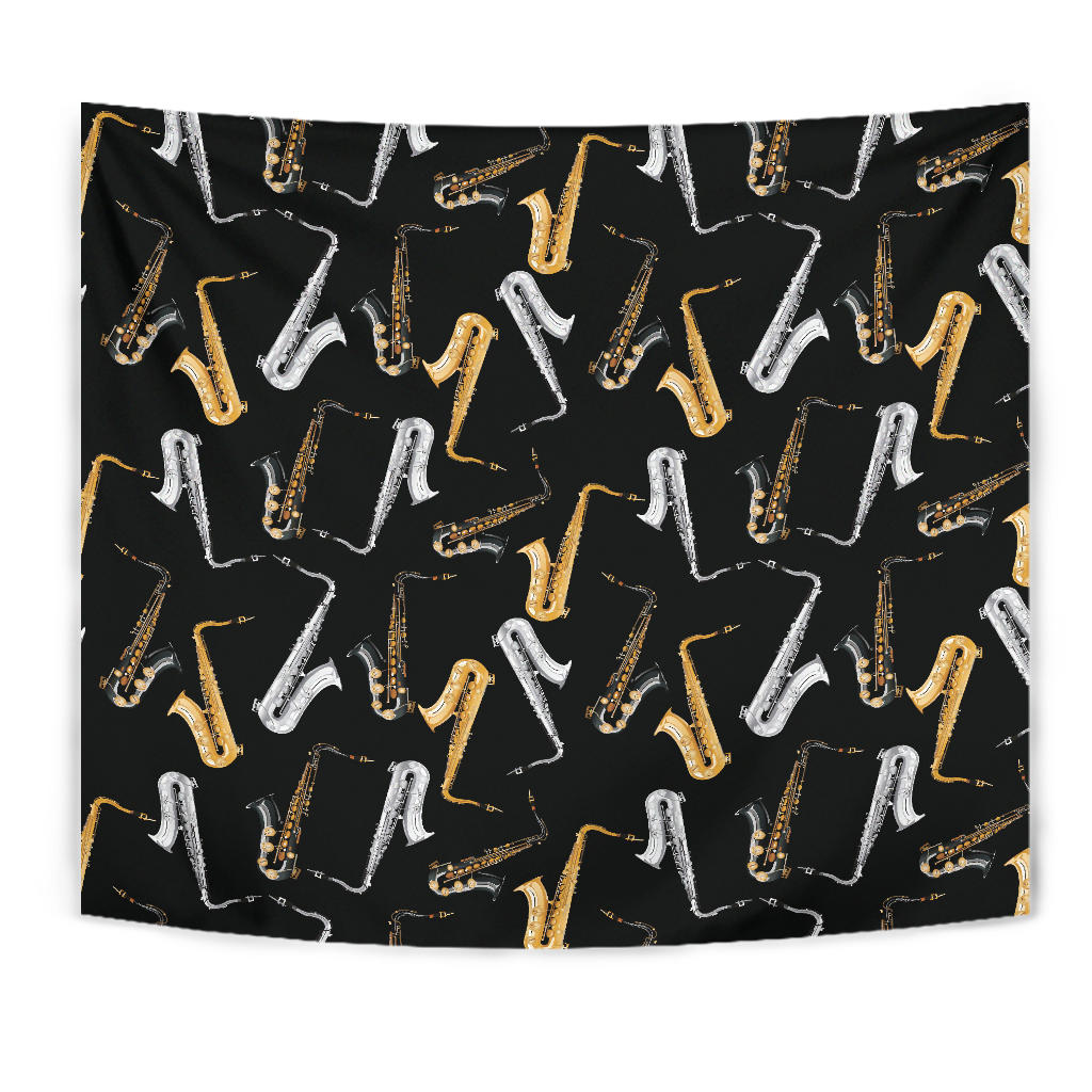 Saxophone Design Pattern Wall Tapestry