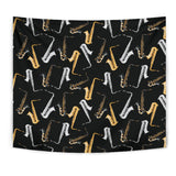 Saxophone Design Pattern Wall Tapestry