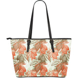 Cocoa Beans Cocoa Tree Pattern Large Leather Tote Bag
