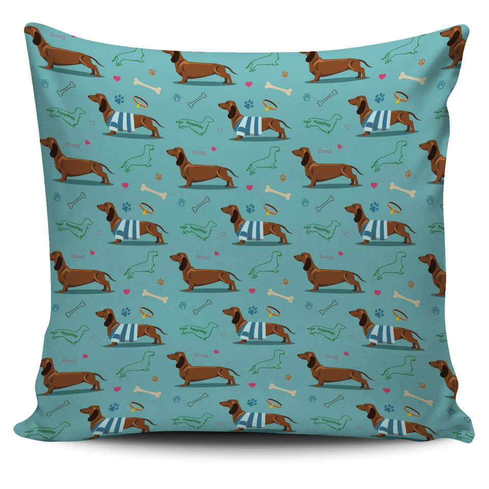 Dachshund Decorative Background Pillow Cover