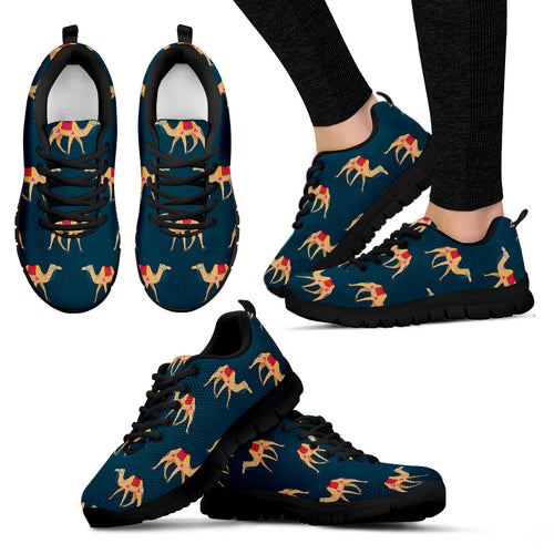 Camel Pattern Blue Blackground Women'S Sneaker Shoes