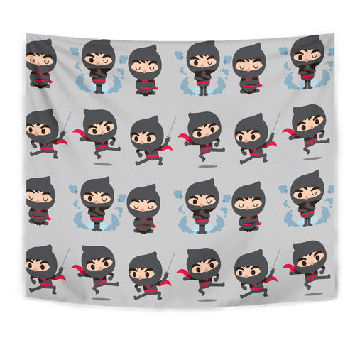 Cute Ninja Pattern Wall Tapestry