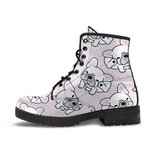 Cute French Bulldog Pattern Leather Boots