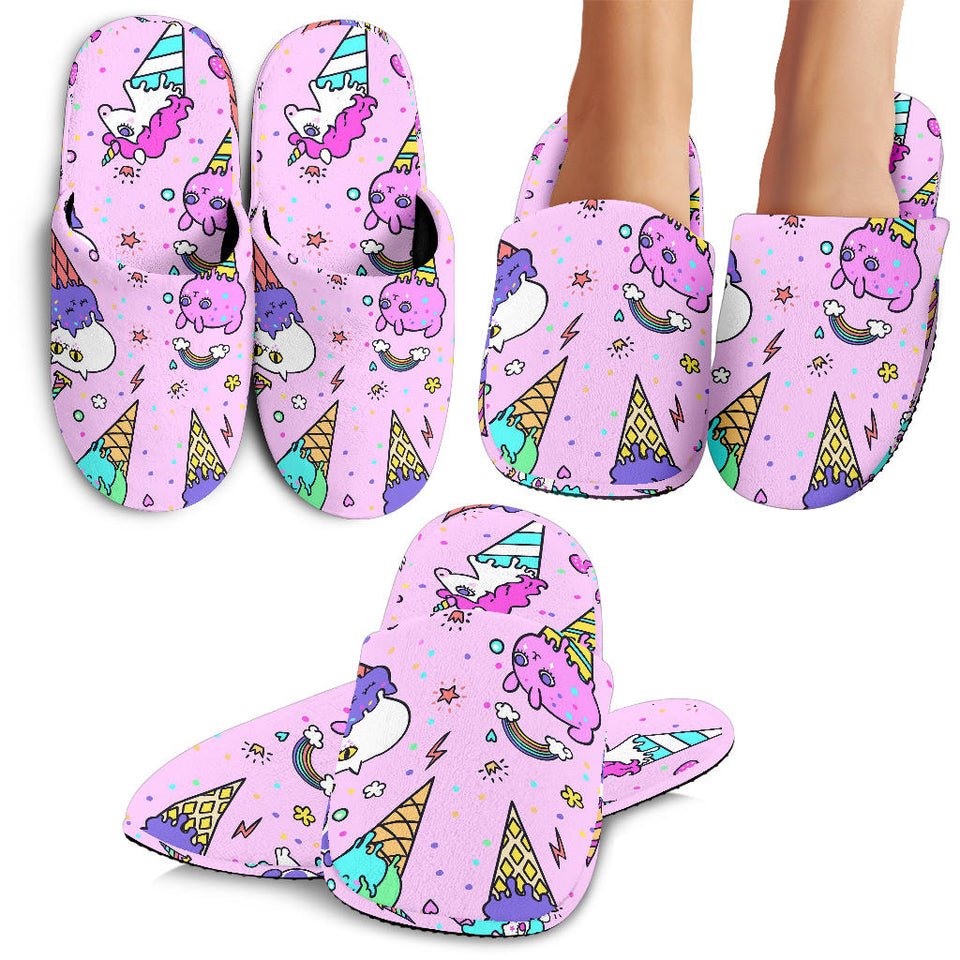 Cute Ice Cream Cone Animal Pattern Slippers