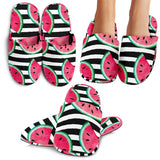 Watercolor Paint Textured Watermelon Pieces Slippers