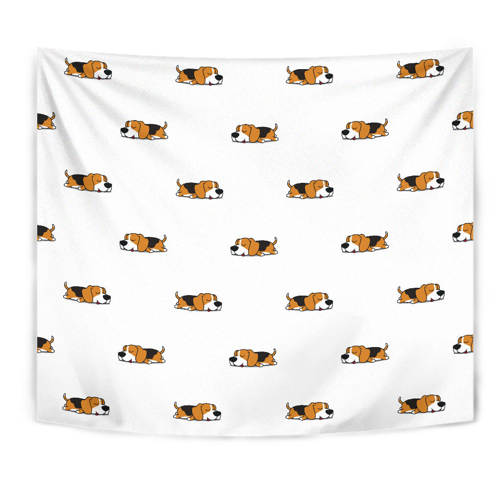 Cute Beagle Dog Sleeping Pattern Wall Tapestry