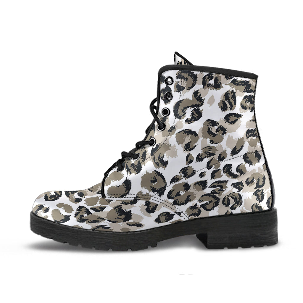 Leopard Skin Print Pattern Leather Boots