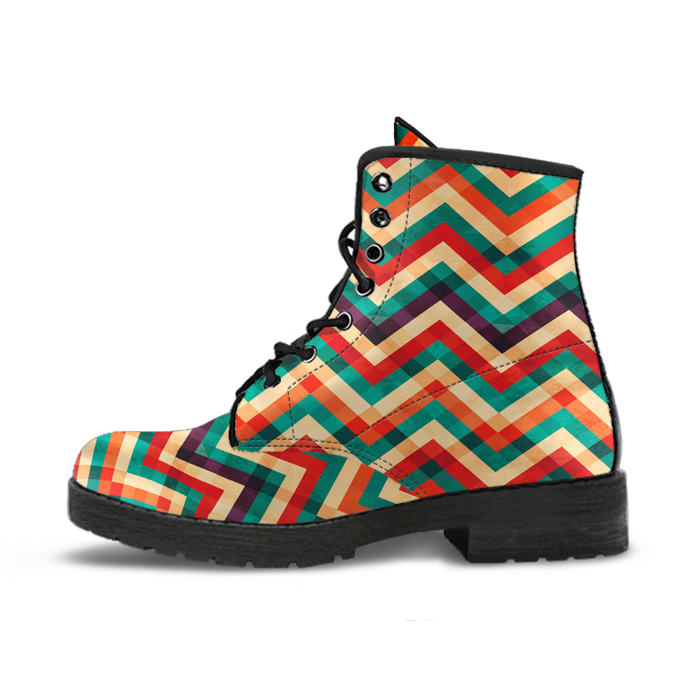 Zigzag  Chevron Colorful Pattern Leather Boots