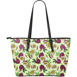 Passion Fruit Pattern Large Leather Tote Bag