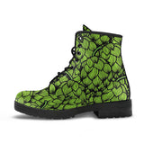 Green Hop Pattern Leather Boots