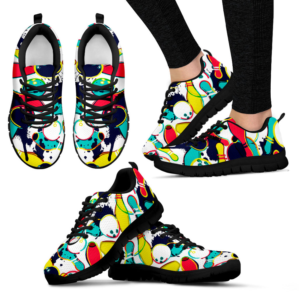 Watercolor Bowling Ball Pins Women'S Sneaker Shoes