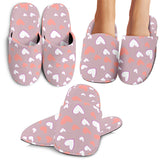 Coral White Heart Pattern Slippers
