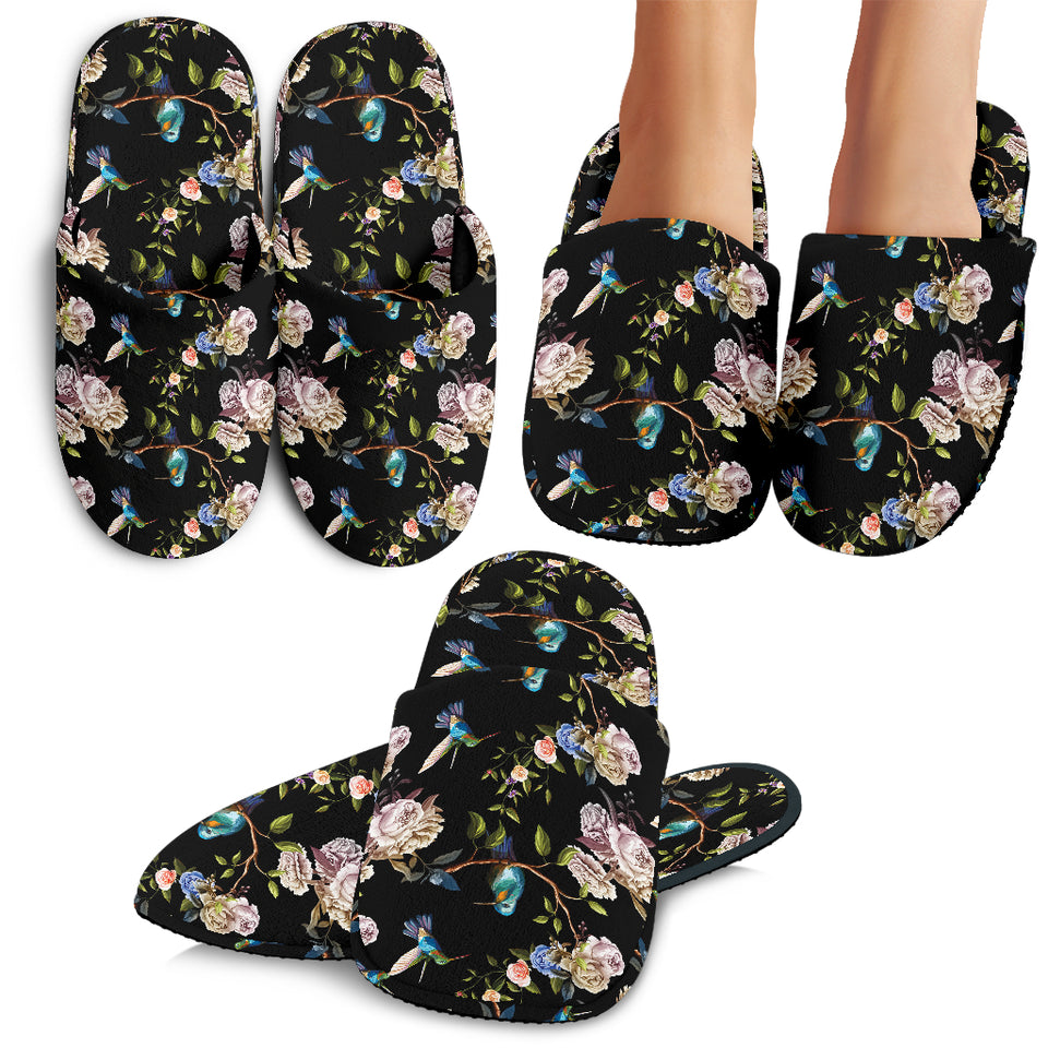 Hummingbird Pattern Print Design 03 Slippers
