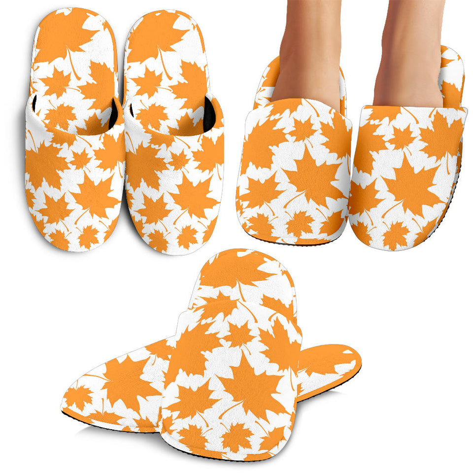 Orange Maple Leaf Pattern Slippers