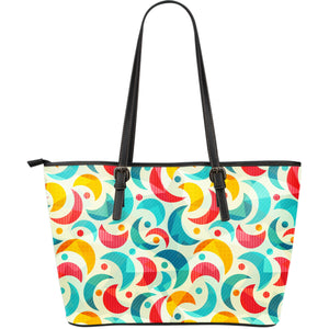 Colorful Moon Pattern Large Leather Tote Bag